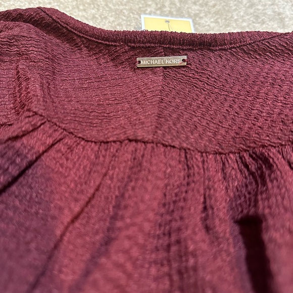 MICHAEL Michael Kors Maroon Merlot V-Neck Top XS Solid Raglan Peasant Tunic - Picture 7 of 8